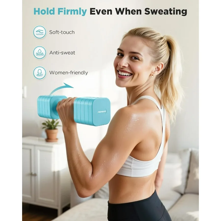 5-in-1 Adjustable Dumbbell Set of 2, 10LBS Each Hand Weights for Women, 1s-Adjust Dual-Stable Dumbbell Set for Women Home Gym &