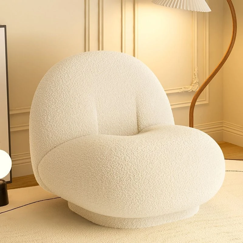 Popular Lamb Wool Sherpa Chair Minimalist Home Cozy Cloud Sofa Lounge Chair Cream Fluffy Lazy Sofa Bedroom Living Room Airbnb