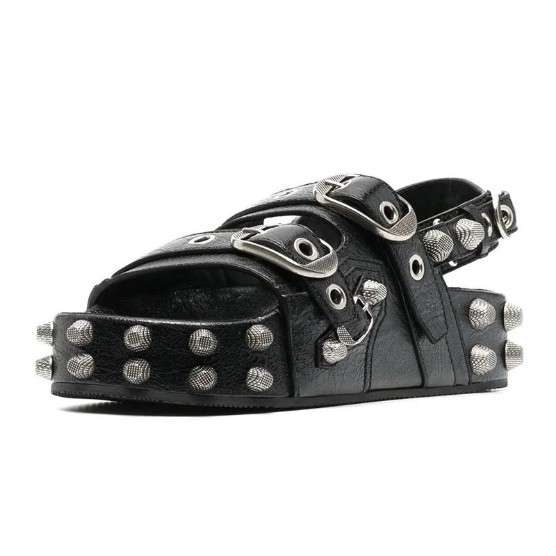 

Hollow Sandals Men's 2023 Spring and Summer New Retro Rivet Platform Punk Pumps