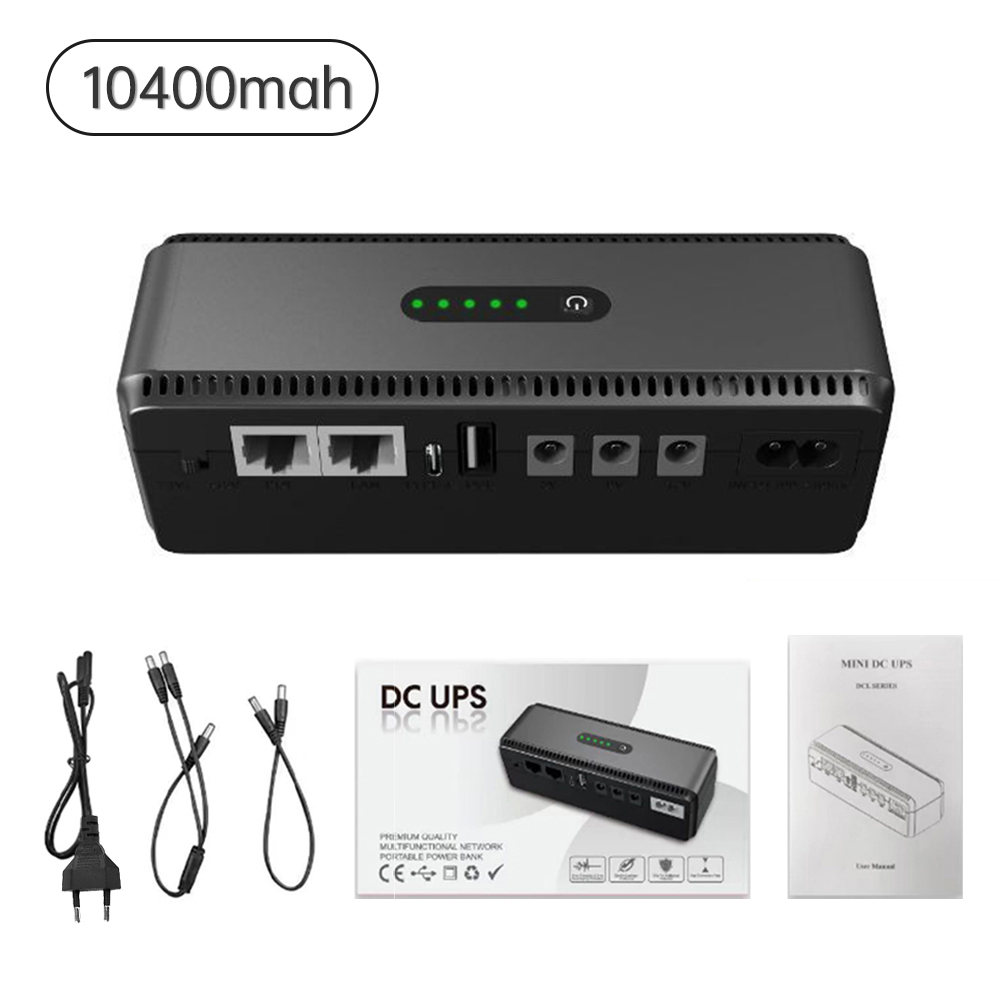 DC UPS Battery Backup 10400mAh 5V 9V 12V 2A 15V 24V 1A 2A Output Uninterruptible Power Supply 85â265V UPS Battery Backup EU Plug