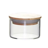 Small Tiny Glass Spicy Jar Heat Resistant Clear Glass Food Spice Tea Candy Storage Jar with Bamboo Lid Sealing Air Tight 1 PC 1