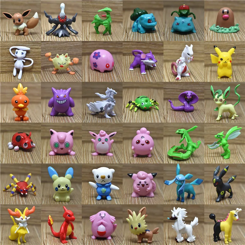 

200Pcs/Set Pokemon Toys Tiny Figure Pikachu Charmander Bulbasaur Squirtle Vulpix Popplio Abra Rockruff Chespin Pvc Model Gift