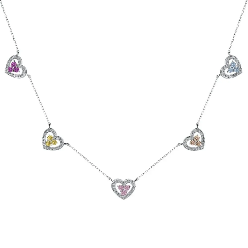 

2023 New Fashion Versatile S925 Sterling Silver Women's Collar Chain Heart Zircon Series
