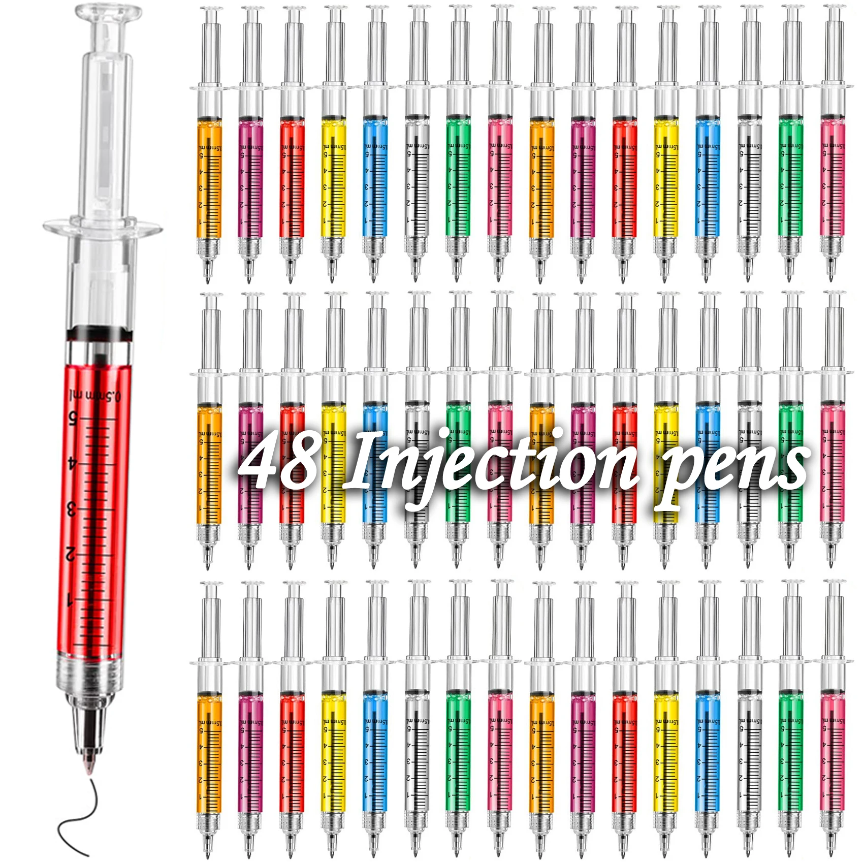 48 stücke Injektion Typ Kugelschreiber Arzt Krankenschwester Geschenk Flüssigkeit Stift Farbe Spritze Stifte Großhandel – Detail 1