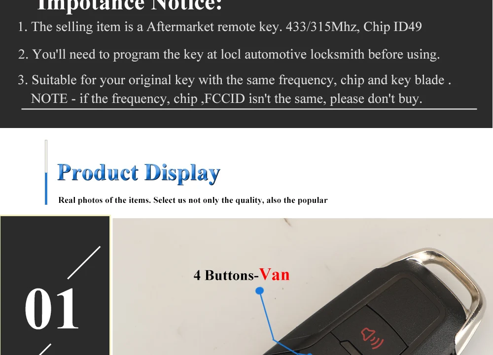 Jingyuqin Smart Remote Flip Key 315MHz für Ford Fusion 2013-2016 N5F-A08TAA ID49 Keyless Entry Fob 4 Tasten – Detail 5