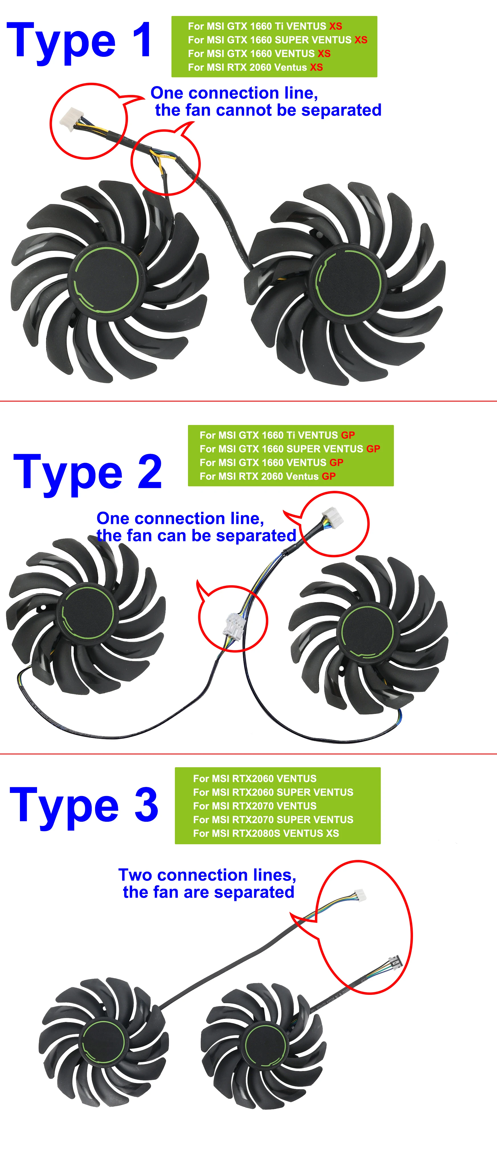 ventilador gráfico para placa de dc para msi geforce rtx