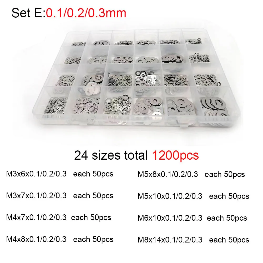 500/750/1200 pces m2 m3 m4 m5 m6 m7 m8 304 a2 de aço inoxidável ultra fino conjunto arruela ajustando calço plain gaxeta sortimento kit caixa