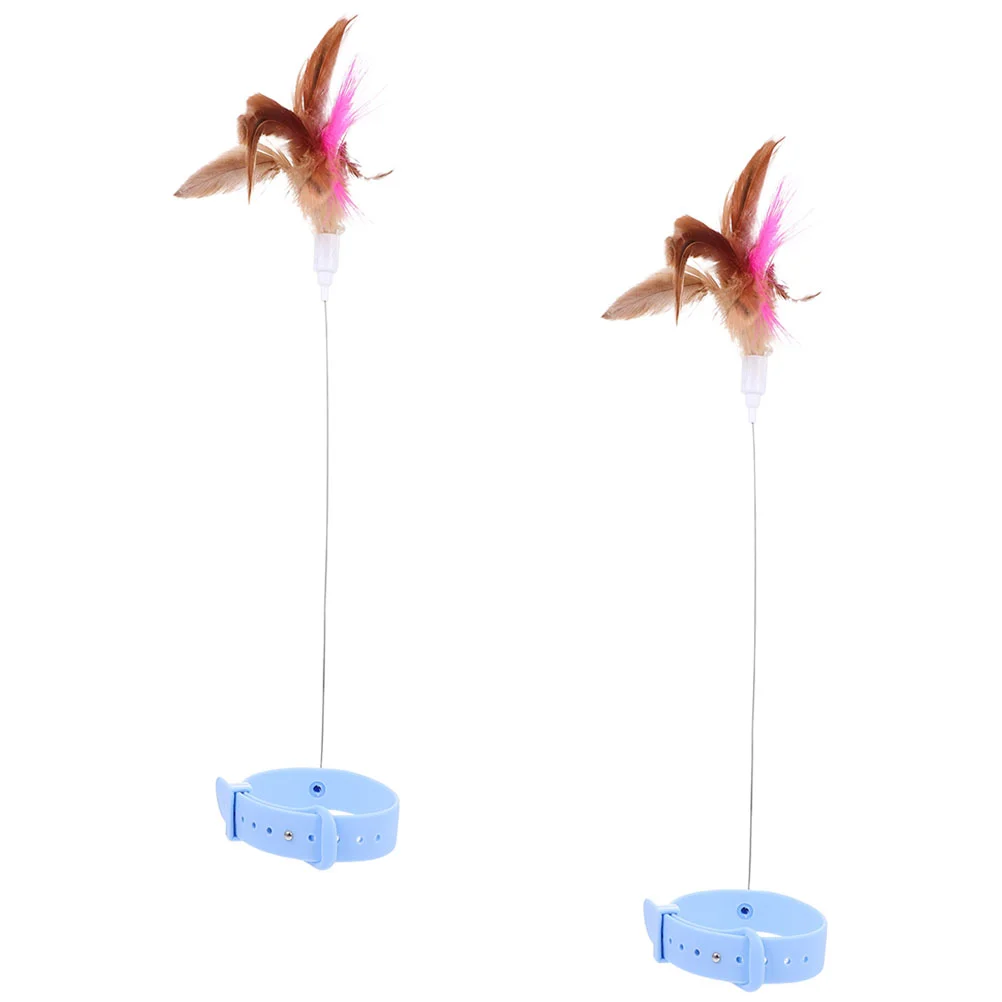 

2pcs Funny Cats Stick Collar Interactive Cat Plumes Toys Cat Teaser Collar Toy Cat Plaything