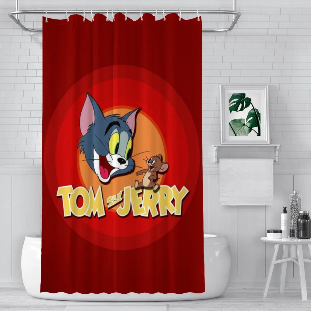 

Anime-Tom-and-Jerry-Creative Shower Curtain for Bathroom Aesthetic Room Decoration