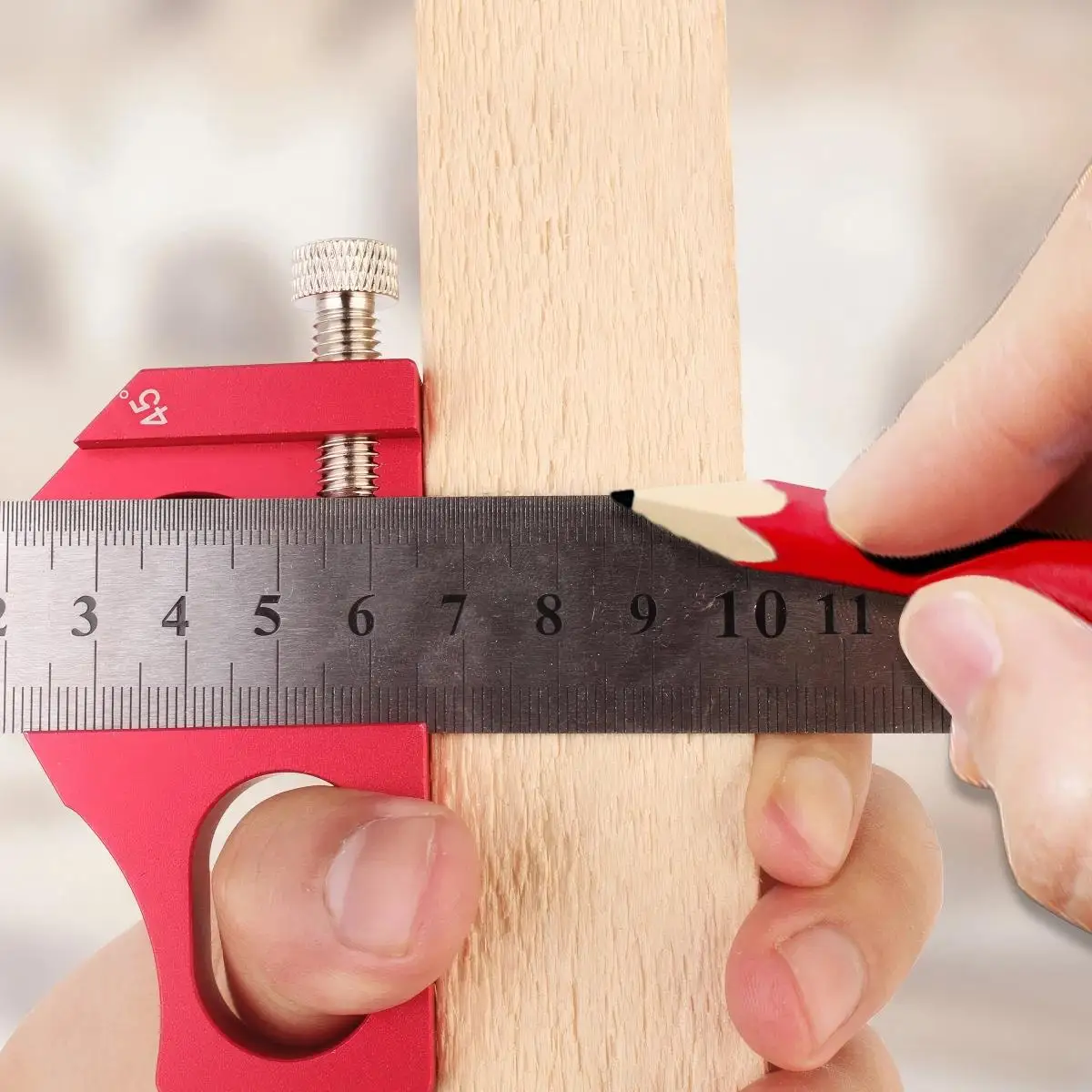Woodworking Square Tool Steel Ruler Positioning Block 45/60/90 Degree Angle Scriber Line Marking Gauge Woodworking Square Scribe Tool Ruler Locator