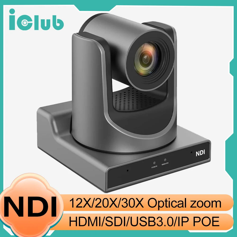 NDI PTZ Camera HDMI 12X 20x 30X Zoom 3G-SDI USB3.0 IP Live Streaming Camera Support POE AI Tracking PTZ for Church Events video camera