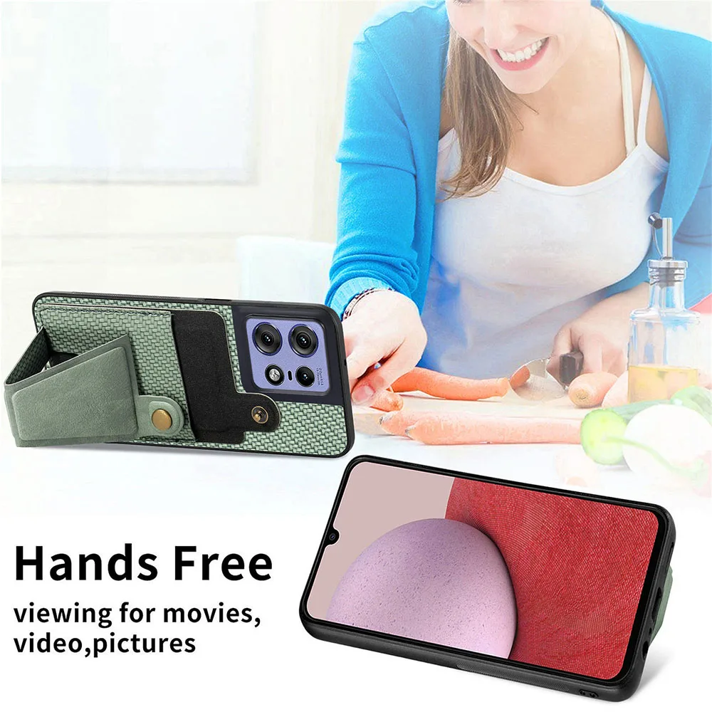 Carbon Fiber Leather Phone Case with Card Holder