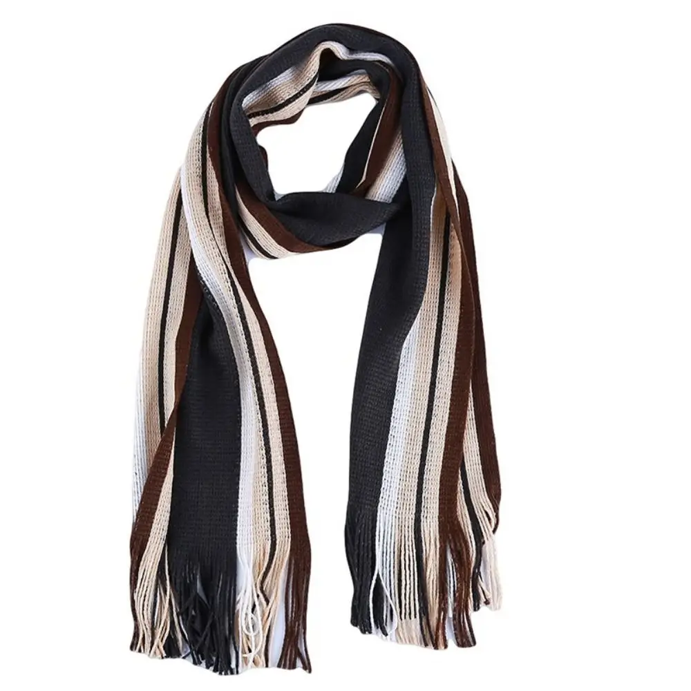 Casual Cashmere Men Striped Scarf Neck Warm Tassel Stole Winter Long Shawl Soft Thick Neck Wrap 6