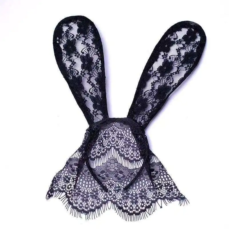 Sexy Lace Bunny Ear Headband - Burlesque Cosplay Headpiece for Burlesque Dancers Costume Parties Role Play Photo prop
