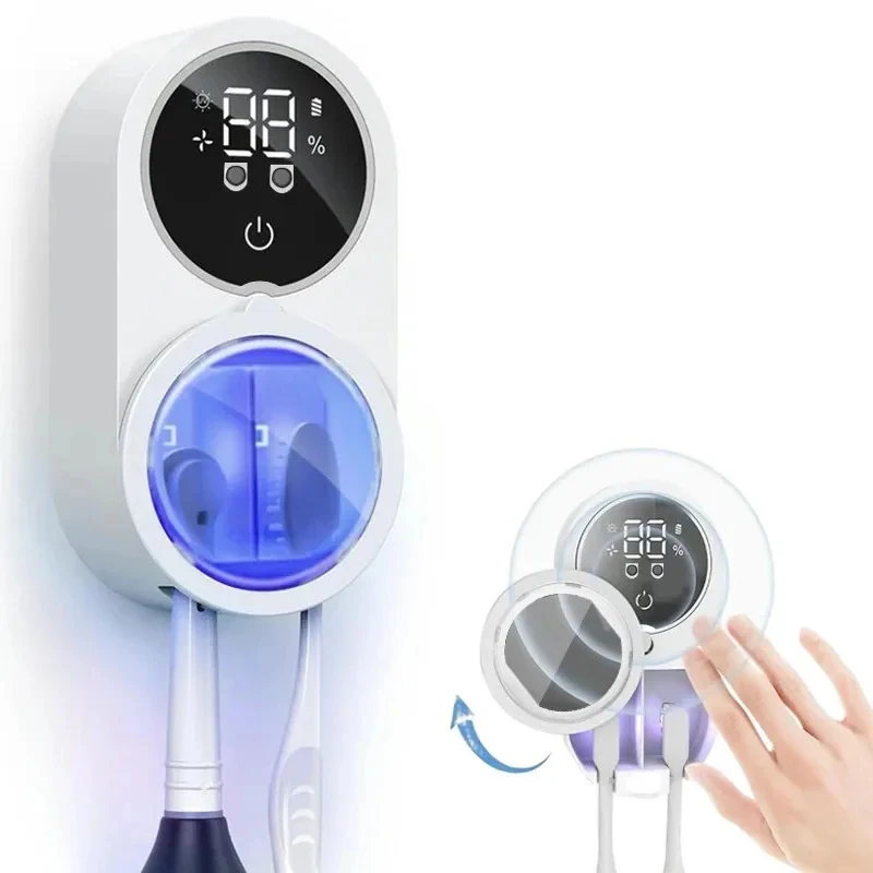 지능형 벽걸이형 칫솔 홀더, 칫솔 홀더 소독 장치, 칫솔 보관대, 칫솔 슬롯 2개 포함