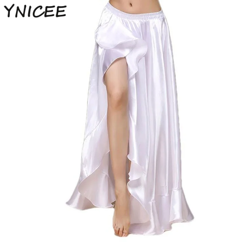 

lloween India SpaWomen Split Sexy Satin Belly Dance Full Skirt Female Arabic Hanish Dress Fancy Professional Practice Costume