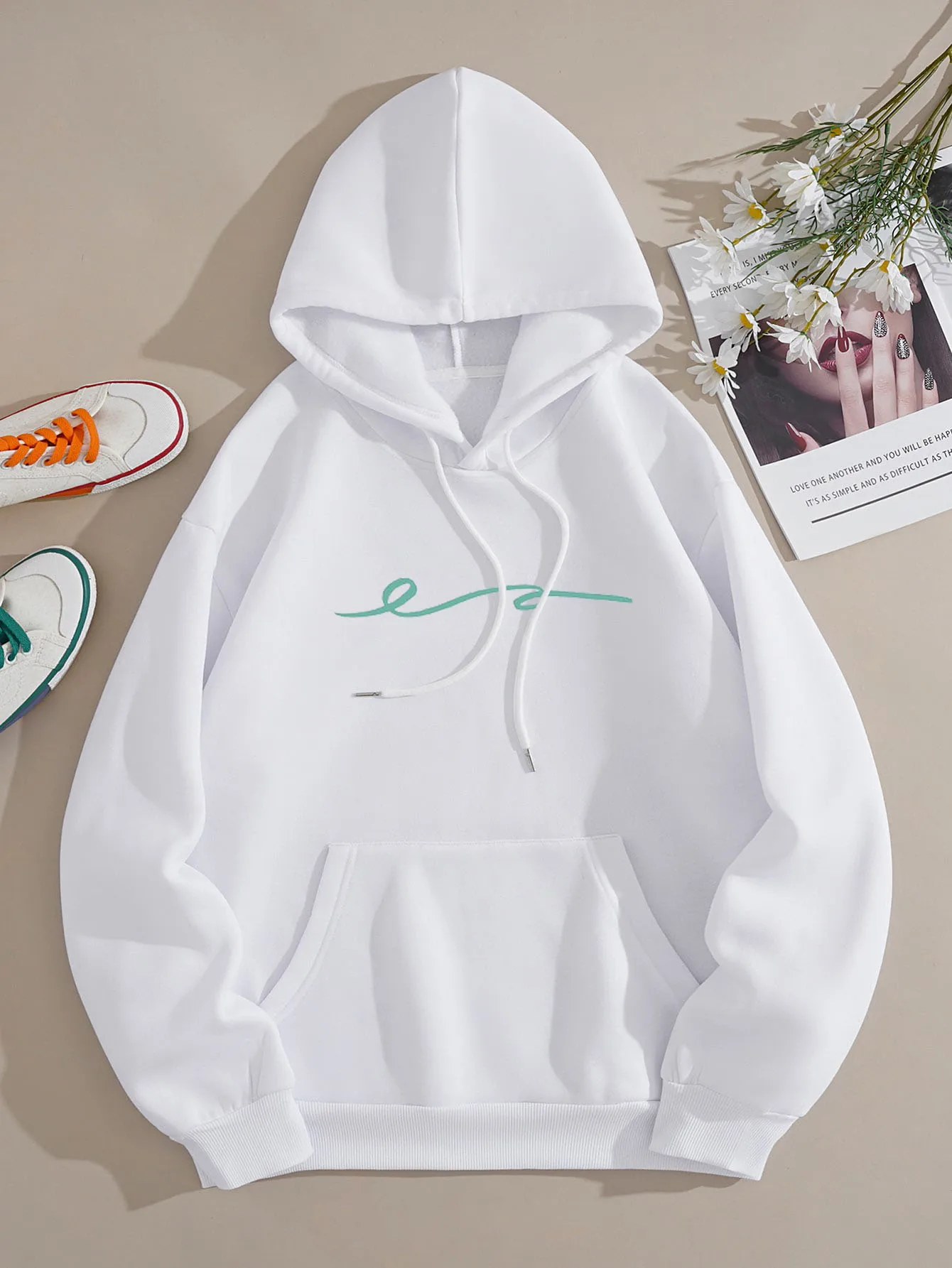 

Simple Print Hoodie Harajuku Clothes Tops Pullover