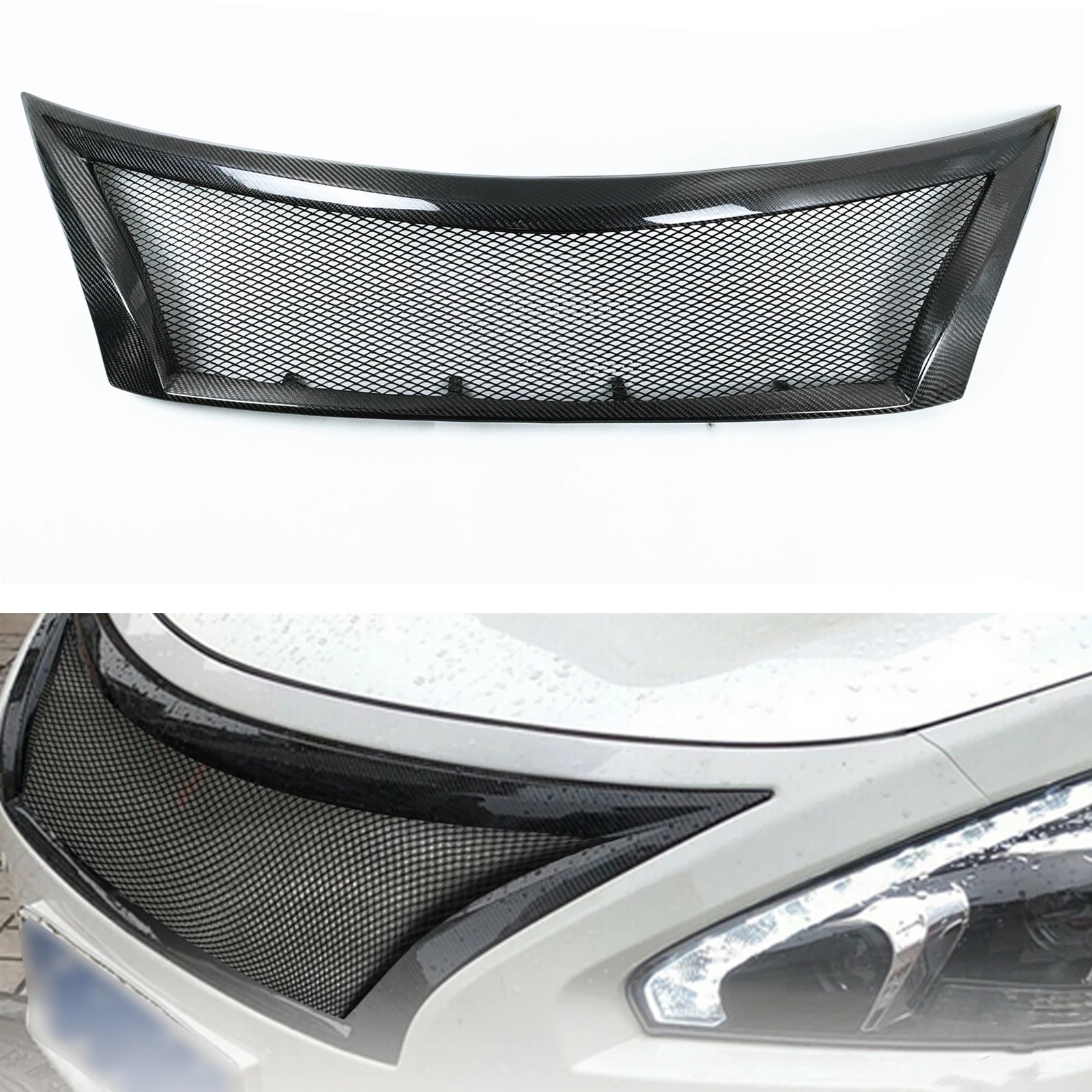 

Передняя решетка гоночная решетка для Nissan Teana Altima 2013-2015, автомобильный верхний бампер из углеродного волокна, фоторешетка, комплект отделки