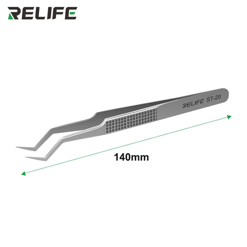 RELIFE ST-20 Precision Tweezers Curved Tips Chip Tin Placement Positioning for Mobile Phone Circuit Board Repair Tools