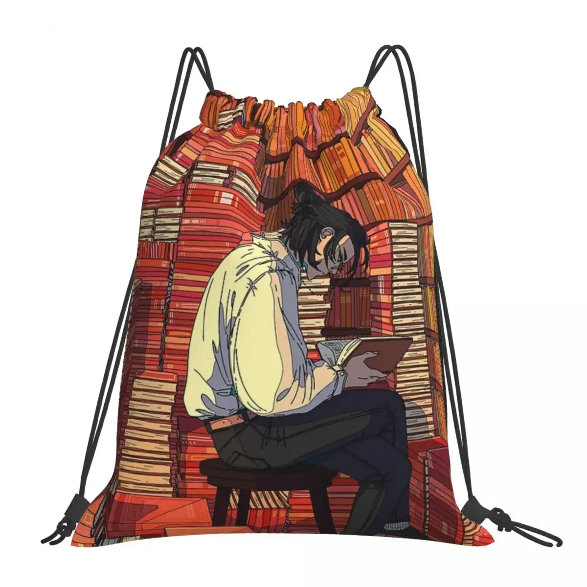 

Book Hoarder Backpack Multi-function Portable Drawstring Bags Drawstring Bundle Pocket Sports Bag BookBags For Man Woman Student