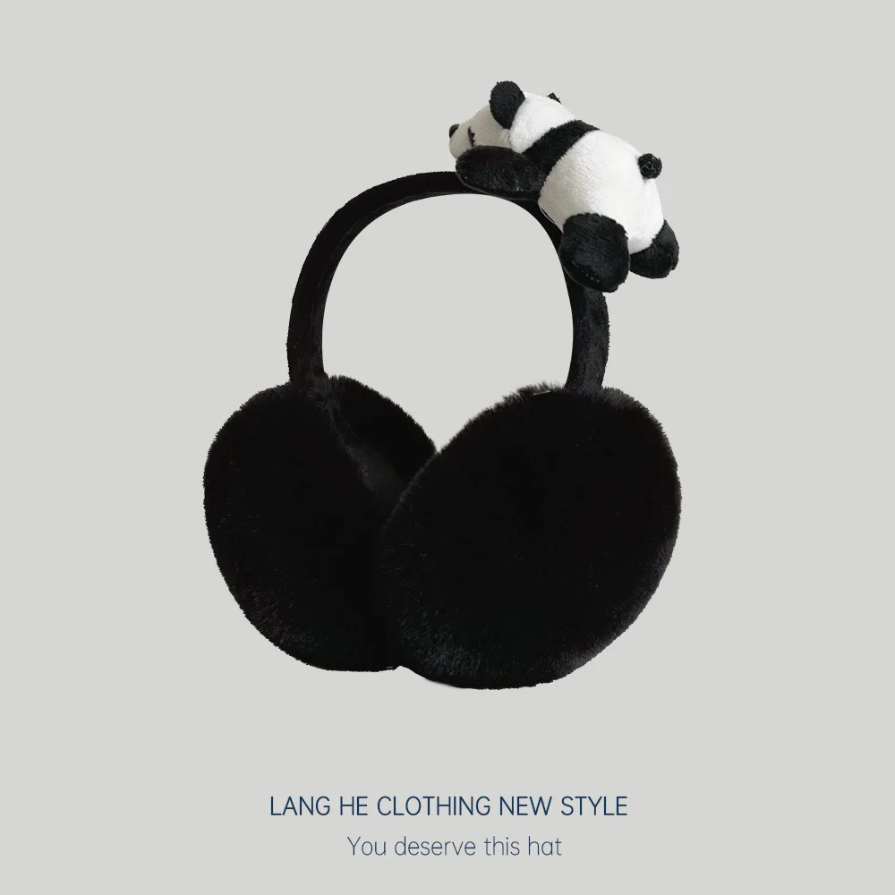 Girls White Panda Ear Muffs