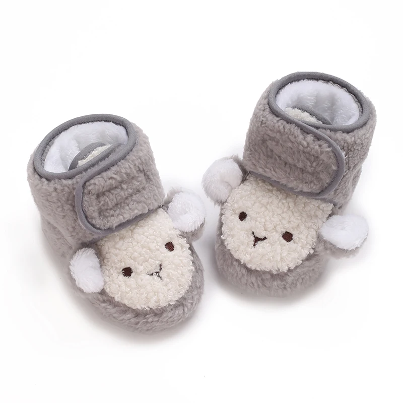 

Infant Baby Boys Girls Winter Slippers Cozy Fleece Cute Cartoon Booties with Grips Newborn First Walker Crib Shoes