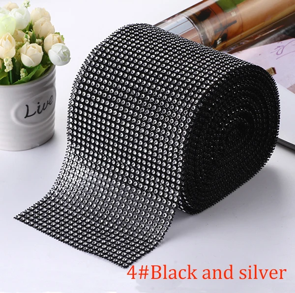 10-Yard Rhinestone Mesh Trim with 24 Rows for DIY Wedding and Party Decoration