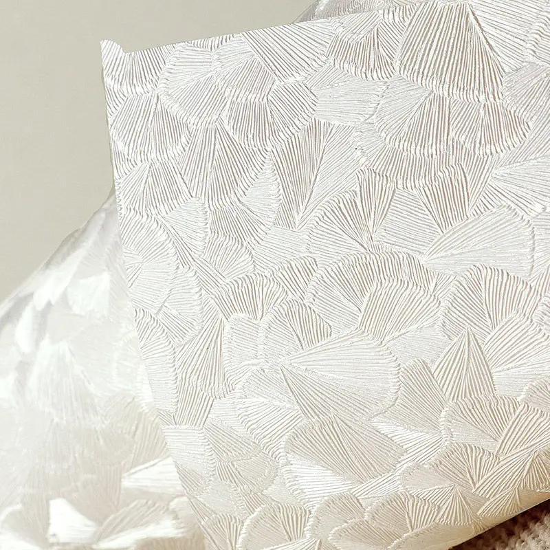 Engrossado Quarto 3d Papel de Parede em Relevo Folha Ginkgo Branco Estilo Nórdico Luz Luxo Sala tv Fundo Papel 10m
