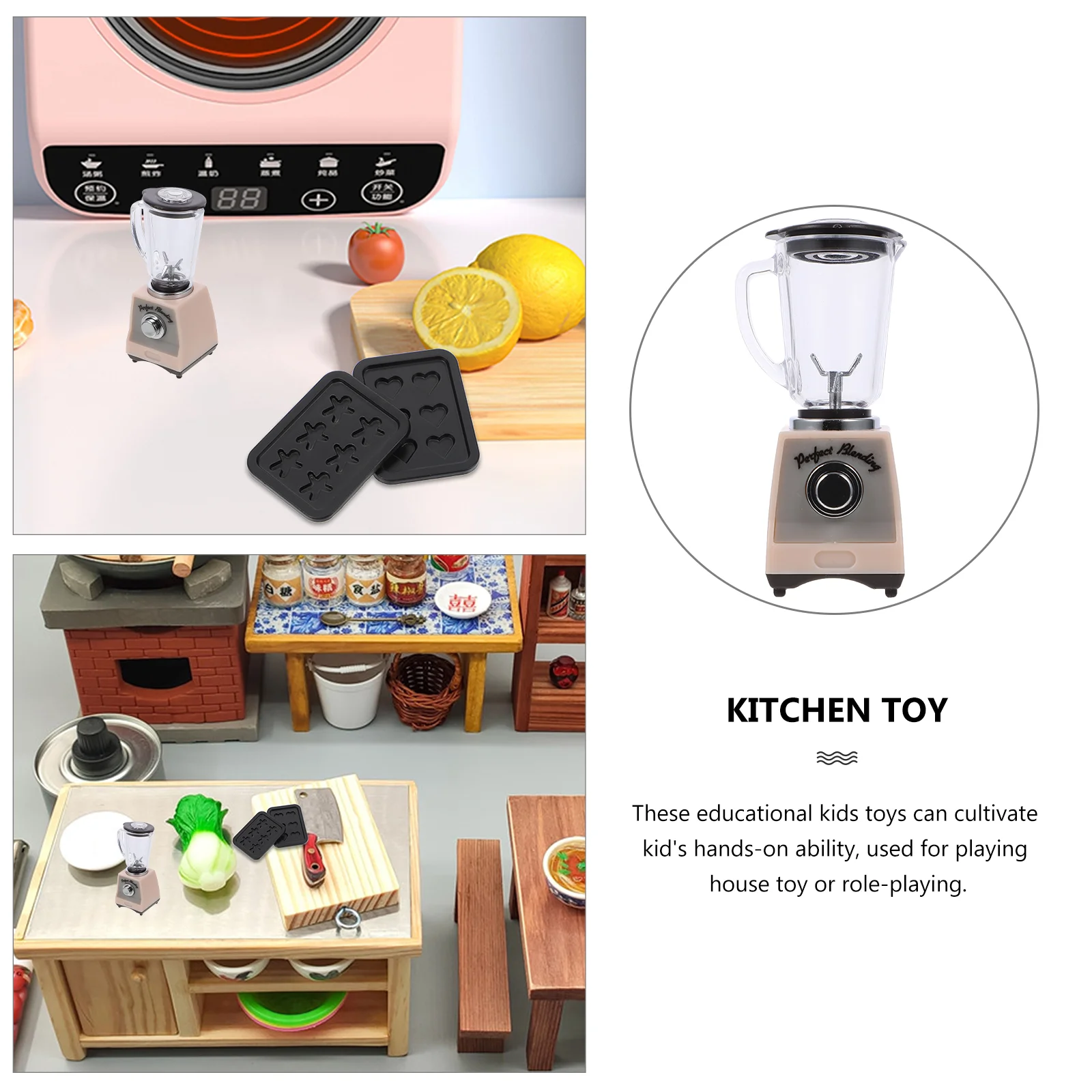 1:12 Mini Accessories Miniature Juicer Dollhouse Toy Kitchen Kids Plastic Toddler Electric Juicer Model Toy House 2