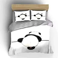 Ensemble de housse de couette à motif panda vue de dos, imprimé numérique, literie en polyester coloré avec fermeture à glissière, pour cadeaux pour enfants 4