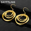 Luxury 925 sterling silver 18k gold exquisite 3 circle round earrings women's gift fashion jewelry party accessories wedding