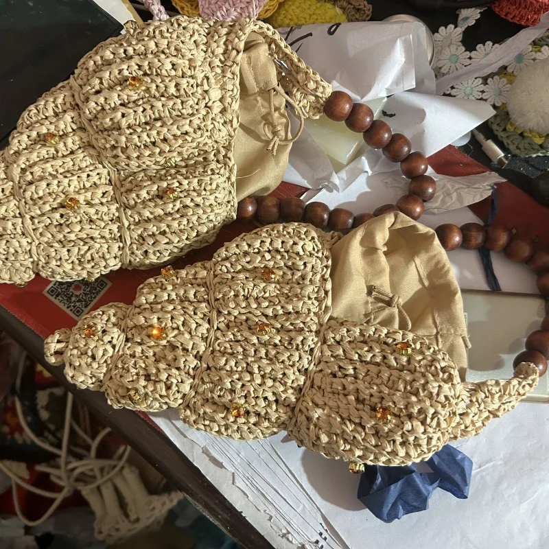 Hand-woven High Quality Conch Bag Luxury Pearl Chain Women Seaside Holiday Creative Shoulder Bag Cute Shell Brand Crossbody Bag