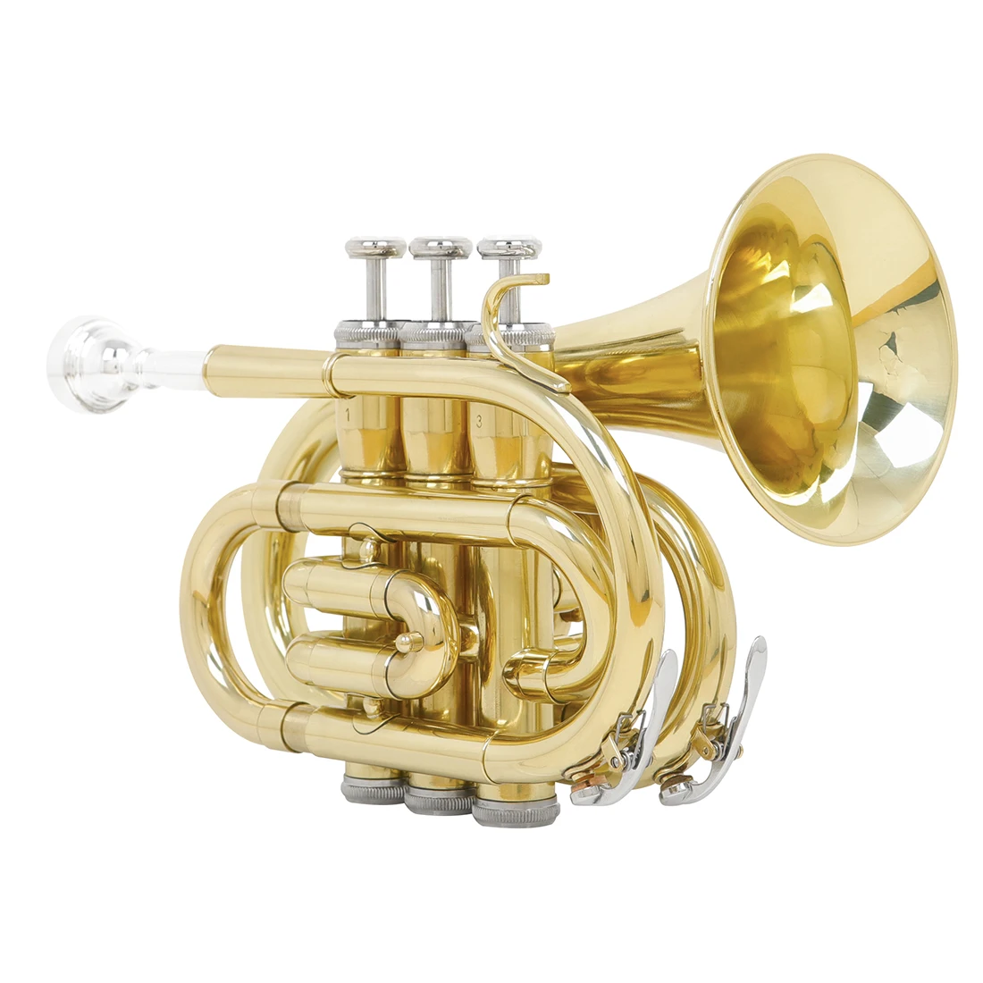 SLADE LDP650 Mini Pocket Trumpet Bb Tune Brass Body Cornet Brass Instruments with Case Glove Mouthpiece Parts & Accessories trumpet instrument