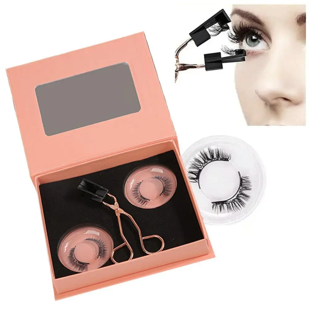 

2 Pairs Magnetic False Eyelashes With Eyelash Curler 3D Natural False Lashes Fluffy Soft Cross Wispy Natural Eyelash Extension