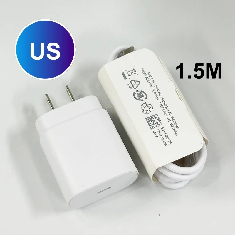 For Samsung Charger 25W Type C Fast Charge Charger 1M 1.5M 2M Cable for Galaxy S26 S25 S24 S23 S22 S21 Z Flip 8 A56 A36 A17 A35