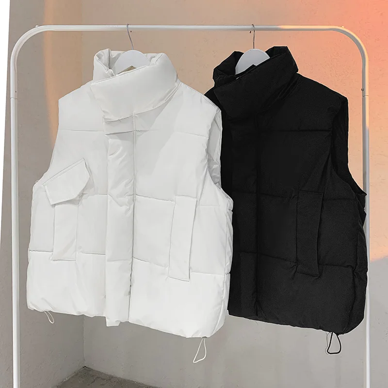 Plain Color Men's Sleeveless Vest Jackets Winter Fashion Male Cotton-Padded Vests Coats for Men Warm Waistcoats Spring Clothing