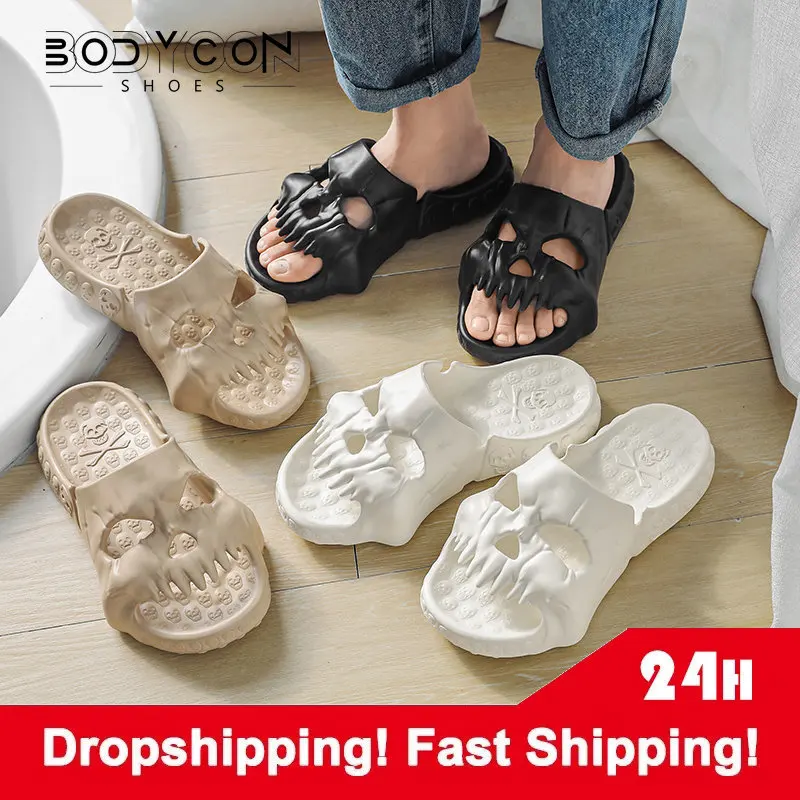 

Сандалии мужские/женские повседневные, оригинальные шлепанцы с рисунком черепа, летние сандалии для Хэллоуина