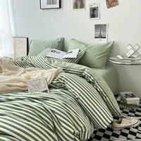 Stripe Bedding Comforter Set with Pillowcase bed sheet Single Full Size Bed Linen Duvet Cover Set Queen/King Double Single Bed 2
