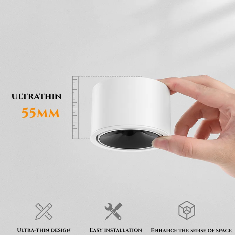 Recessed Ceiling Spotlight LED Downlight Adjustable Angle Ultra-thin Round