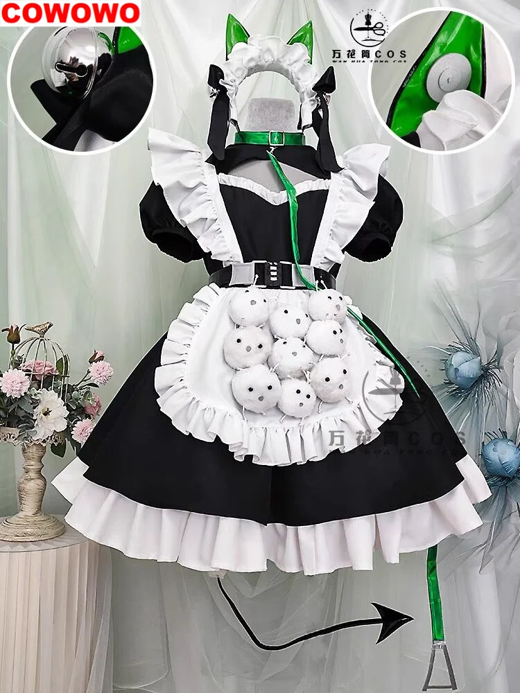 

COWOWO Vtuber VirtuaReal Aza Maid Dress Game Suit Sweet Lovely Uniform Cosplay Costume Halloween Party Role Play Outfit Women