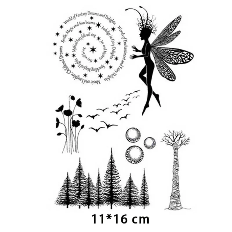 Fairy Forest Elf Plant Animals Clear Stamps Silicone Seal for DIY Scrapbooking Paper Photo Album Decorative Template