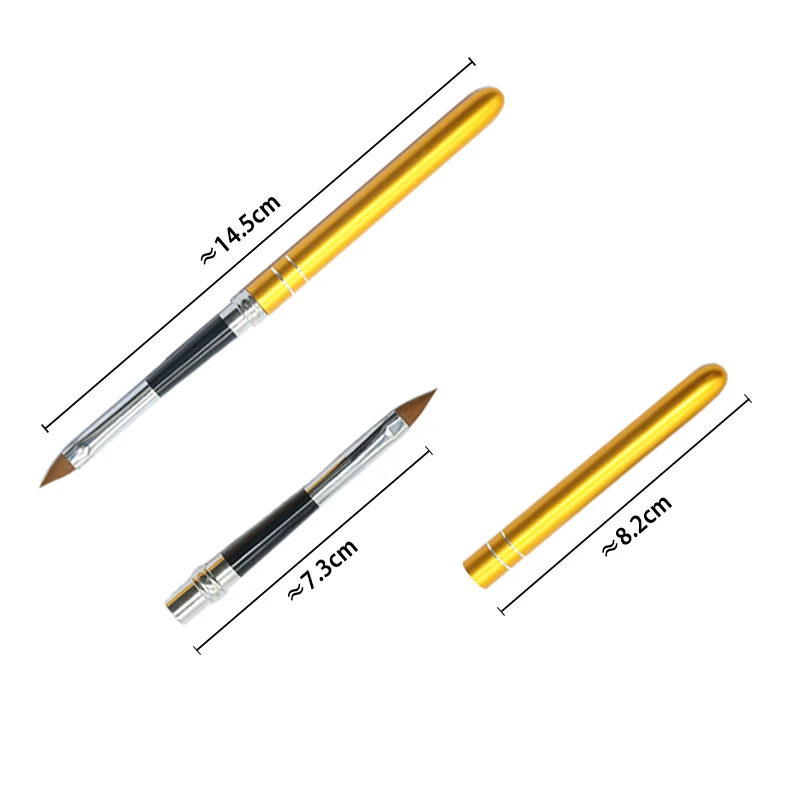 OGEYEYRO  Nail Art Brush Pen Detachable Metal Flat Crystal Carving Polish Gel UV Painting Drawing Salon Line 3D Tips Tool Manicu 3