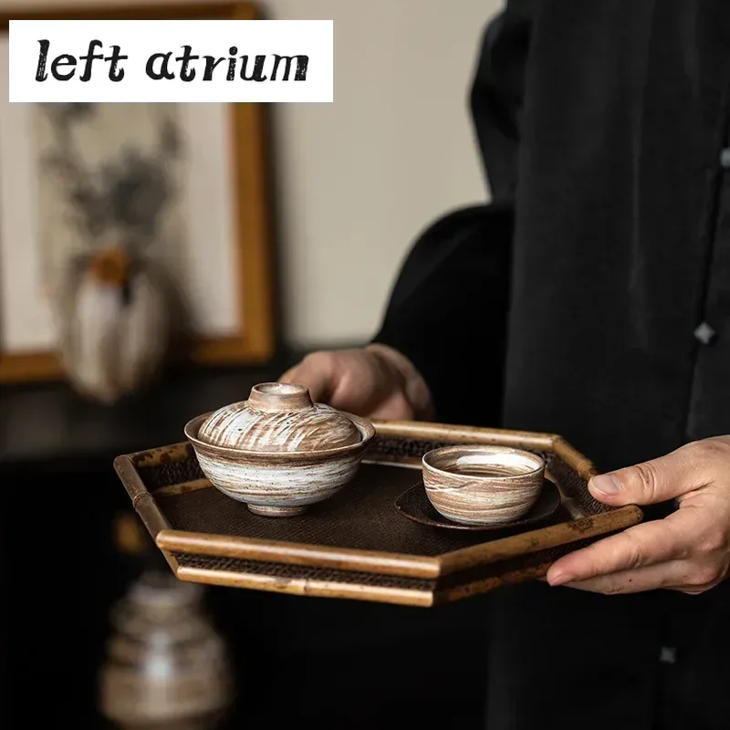 Stoneware Two Only Tureen Japanese Retro Ceramic Tea Bowl Household Kung Fu Tea Set Ceremony Bowl Single Gaiwan