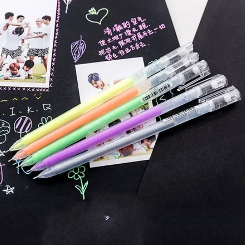 Gel Pens 9Pcs/set 0.6mm White Gold Silver Ink Color Photo Album Gel Pen Stationery Office Cute Scrapbooking Large Capacity Pen for Kids