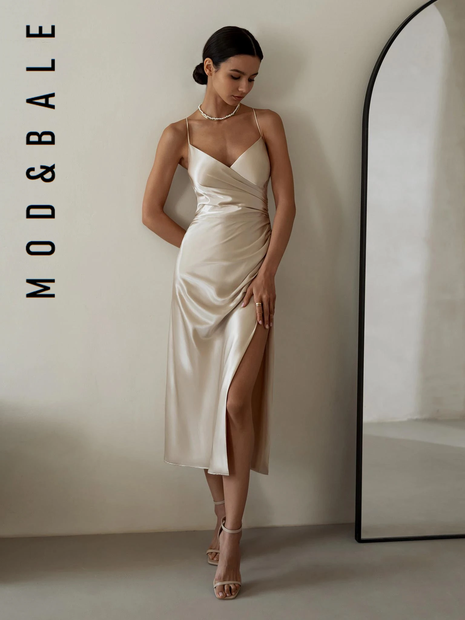 2023  Midi Dress Summer Satin Tight Color  Women Sexy  Sling High Slit Fashion Long Skirt  Club Woman Evening Dresses