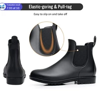 Crestar Women Fashion Chelsea Rain Boots Basic Shiny Ankle Boots Waterproof Shoes with Elastic Band Non-slip Comfortable Boots - Image 6