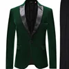 2 Piece Men's Green Velvet Suit Peak Lapel One Button Blazer Wedding Groom Tuxedos Pants Jacket for Party Prom 6