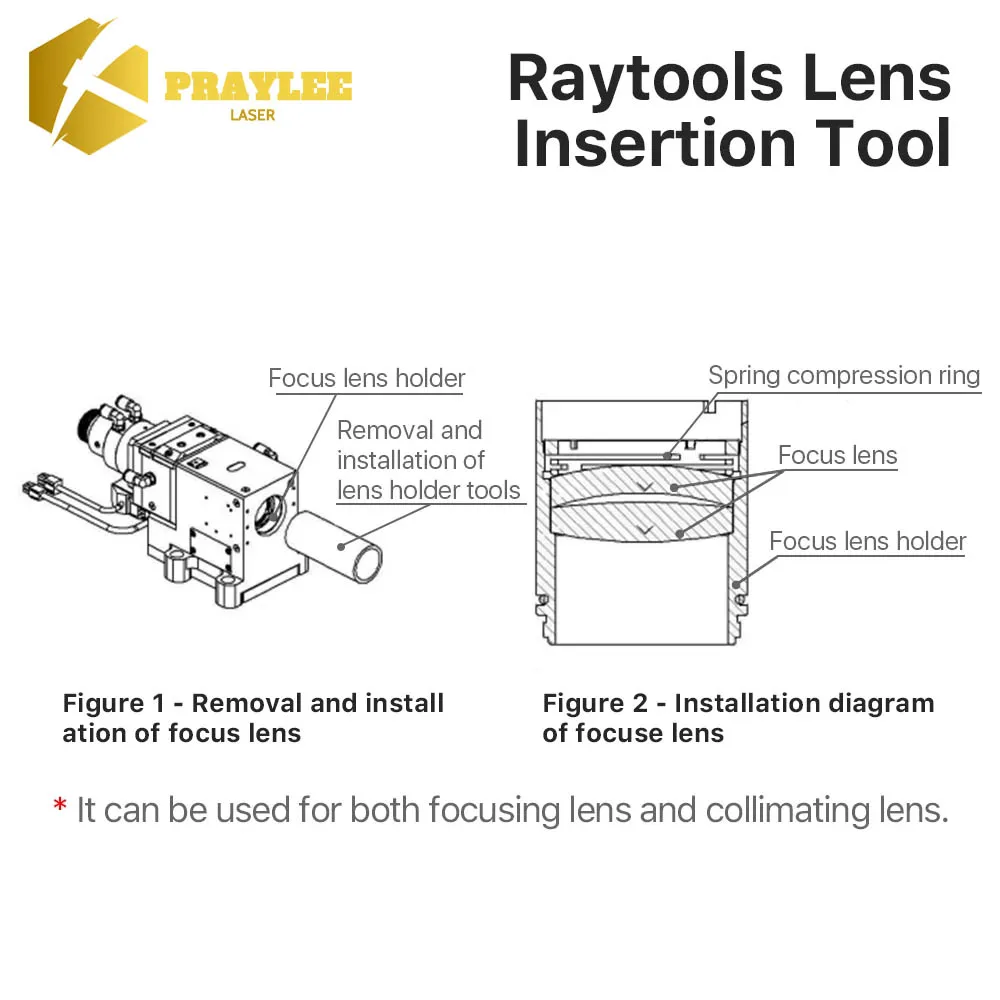 Praylee Raytools Laser Lens Insertion Tool for Focusing & Collimating Lens on BT210S BT240S BM111 BM109 BM114 Laser Cutting head