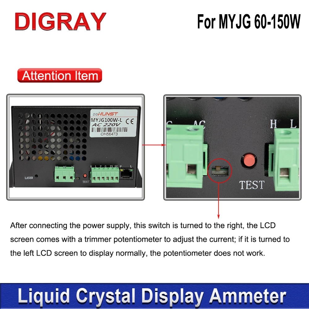 DIGRAY LCD Display Current Meter For Test CO2 Laser Power Supply External Screen DIY MYJG Series Monitor Equipment Parts
