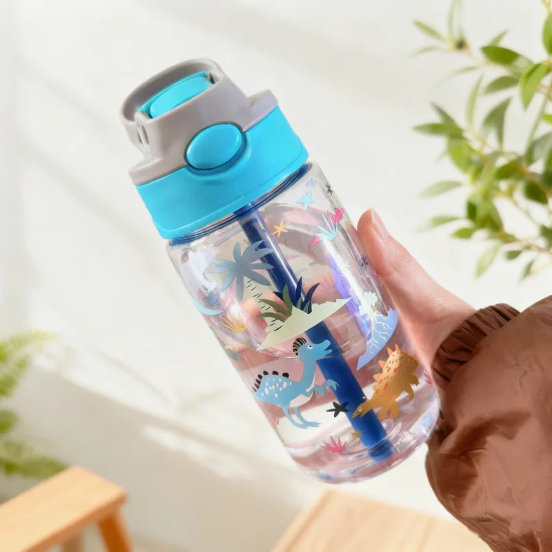 Charming 480ml BPA-Free Water Bottle with Straw & Leak-Proof Lid